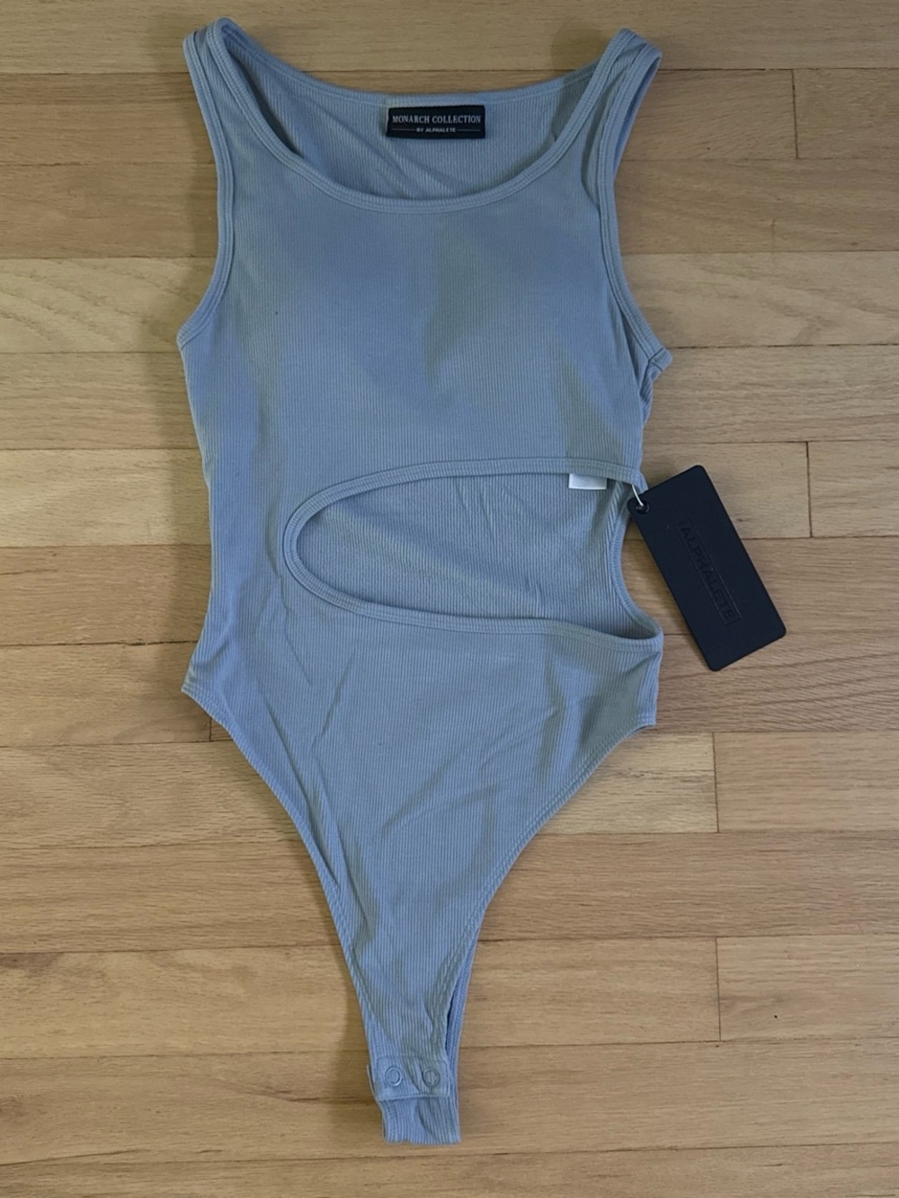 Alphalete Light Gray Ribbed Cutout Bodysuit